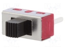 Switch: slide; Pos: 3; SP3T; 6A/120VAC; 6A/28VDC; ON-OFF-ON