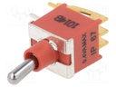 Switch: toggle; Pos: 2; DPDT; ON-(ON); 0.4A/20VDC; Leads: flat pin