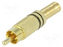 Plug; RCA; male; with strain relief; straight; soldering; 5mm