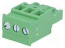 Pluggable terminal block; 5mm; ways: 3; angled; plug; female; 320V