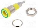 Socket; 4mm banana; 25A; 30VAC; 60VDC; yellow-green; screw