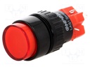 Switch: push-button; Pos: 2; SPDT; 3A/220VAC; 2A/24VDC; red; red