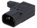 Connector: AC supply; plug; male; 10A; IEC 60320; C14 (E); right