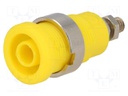 Socket; 4mm banana; 36A; Cutout: Ø12mm; yellow; nickel plated; 5mΩ