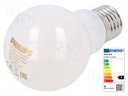 LED lamp; warm white; E27; 230VAC; 470lm; 4.5W; 2700K; CRImin: 80