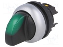 Switch: rotary; Stabl.pos: 1; 22mm; green; IP67; Pos: 3; Ø22.5mm