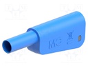 4mm banana; 19A; 1kV; blue; insulated,with 4mm axial socket; 1mm2