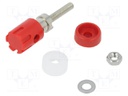 Socket; 4mm banana; 15A; 48VDC; red; nickel plated; on panel