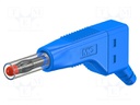 Plug; 4mm banana; 32A; 30VAC; 60VDC; blue; 2.5mm2; on cable