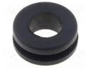 Grommet; Ømount.hole: 6mm; Øhole: 4.1mm; rubber; black