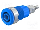 Socket; 4mm banana; 32A; 1kV; Cutout: Ø12.2mm; blue; nickel plated