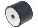 Vibration damper; M8; Ø: 40mm; rubber; L: 30mm; H: 8mm; 1535N; 205N/mm