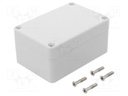 Enclosure: multipurpose; X: 68mm; Y: 100mm; Z: 50mm; ABS; light grey