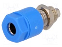 Socket; 4mm banana; 36A; 60VDC; Cutout: Ø8mm; blue; nickel plated