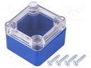 Enclosure: multipurpose; X: 49mm; Y: 51mm; Z: 36mm; ABS; blue; gasket
