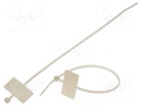 Cable tie; with label; L: 200mm; W: 2.5mm; polyamide; 78.5N; natural