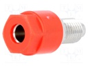 Socket; 4mm banana; 36A; 60VDC; Cutout: Ø8mm; red; nickel plated