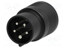 Three-phase adapter; 16A; 0÷60°C; CEE plug x5,socket 4mm x5