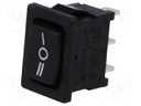 ROCKER; SP3T; Pos: 3; ON-OFF-ON; 10A/250VAC; black; none; 50mΩ