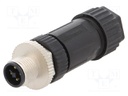 Plug; M12; PIN: 4; male; T code-Power; for cable; screw terminal