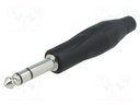 Plug; Jack 6,35mm; male; stereo; straight; for cable; soldering