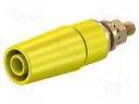 Socket; 4mm banana; 32A; 1kV; yellow; gold-plated; insulated