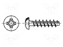 Screw; for plastic; 3x12; Head: button; Phillips; steel; zinc