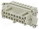 Connector: HDC; contact insert; female; DE; PIN: 16; 16+PE; crimped