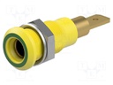 Socket; 4mm banana; 25A; 30VAC; 60VDC; yellow-green; gold-plated