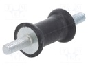 Vibration damper; M6; Ø: 20mm; rubber; L: 30mm; Thread len: 18mm