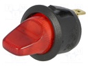 ROCKER; SPST; Pos: 2; OFF-ON; 10A/250VAC; red; neon lamp 230V; 50mΩ