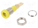 Socket; 4mm banana; 25A; 30VAC; 60VDC; yellow; screw; insulated