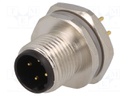 Socket; M12; PIN: 4; male; D code-Ethernet; THT; IP67; straight; 250V