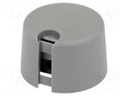 Knob; with pointer; plastic; Shaft d: 6.35mm; Ø24x16mm; grey