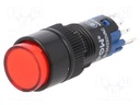 Switch: push-button; Pos: 2; SPDT; 0.5A/250VAC; 1A/24VDC; red; red