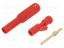 Plug; 2mm banana; red; Max.wire diam: 2.7mm; Overall len: 39.7mm