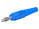 Plug; 4mm banana; 32A; 30VAC; 60VDC; blue; non-insulated; 2.5mm2