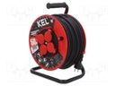 Extension lead; reel,with non-rotating sockets; Sockets: 4; 50m