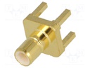 Socket; SMB; male; straight; 50Ω; THT; on PCBs; teflon; gold-plated