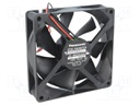 Fan: DC; axial; 12VDC; 92x92x25mm; 96.6m3/h; 35.5dBA; ball bearing