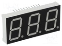 Display: LED; 7-segment; 20.32mm; 0.8"; No.char: 3; red; 11mcd; anode