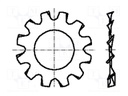 Washer; externally serrated; M3; D=6mm; h=0.4mm; spring steel