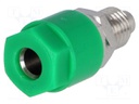 Socket; 4mm banana; 36A; 60VDC; Cutout: Ø8mm; green; nickel plated