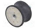 Vibration damper; M10; Ø: 50mm; rubber; L: 30mm; Thread len: 28mm