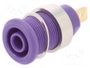 Socket; 4mm banana; 24A; 1kV; Cutout: Ø12.2mm; violet; gold-plated