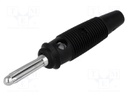 Plug; 4mm banana; 30A; 60VDC; black; with 4mm transversal socket