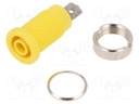 Socket; 4mm banana; 24A; yellow; nickel plated; screw,on panel