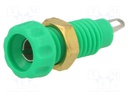 Socket; 4mm banana; 10A; 60VDC; 23mm; green; nickel plated