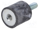 Vibration damper; M6; Ø: 20mm; rubber; L: 20mm; Thread len: 18mm