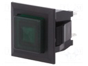 Switch: push-button; Pos: 2; SPST-NO; 3A/125VAC; green; Illumin: LED